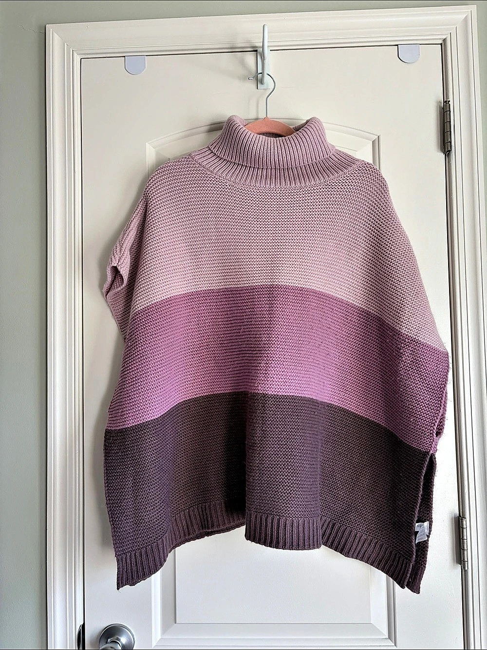 LOFT Color Block Turtleneck Poncho in Purple & Pink M/L